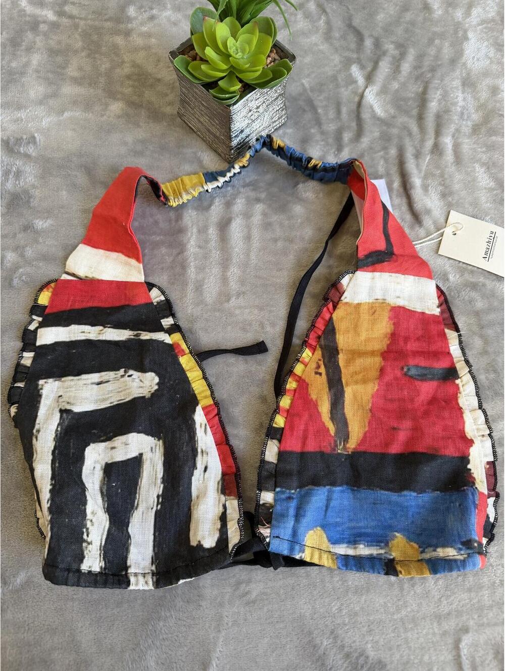 Amazhiyu Abstract artistic Bikini Top Large